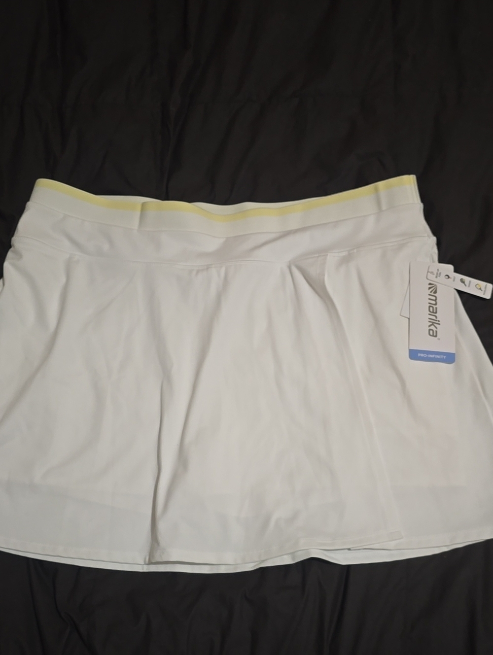 Marika White Women's Athletic Skort with Yellow Trim